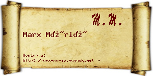 Marx Márió névjegykártya